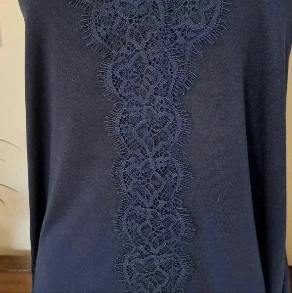 ❤️ Joe Fresh Sleeveless Top Navy Blue Lace  Trim Size Medium Sleeveless - Picture 7 of 8
